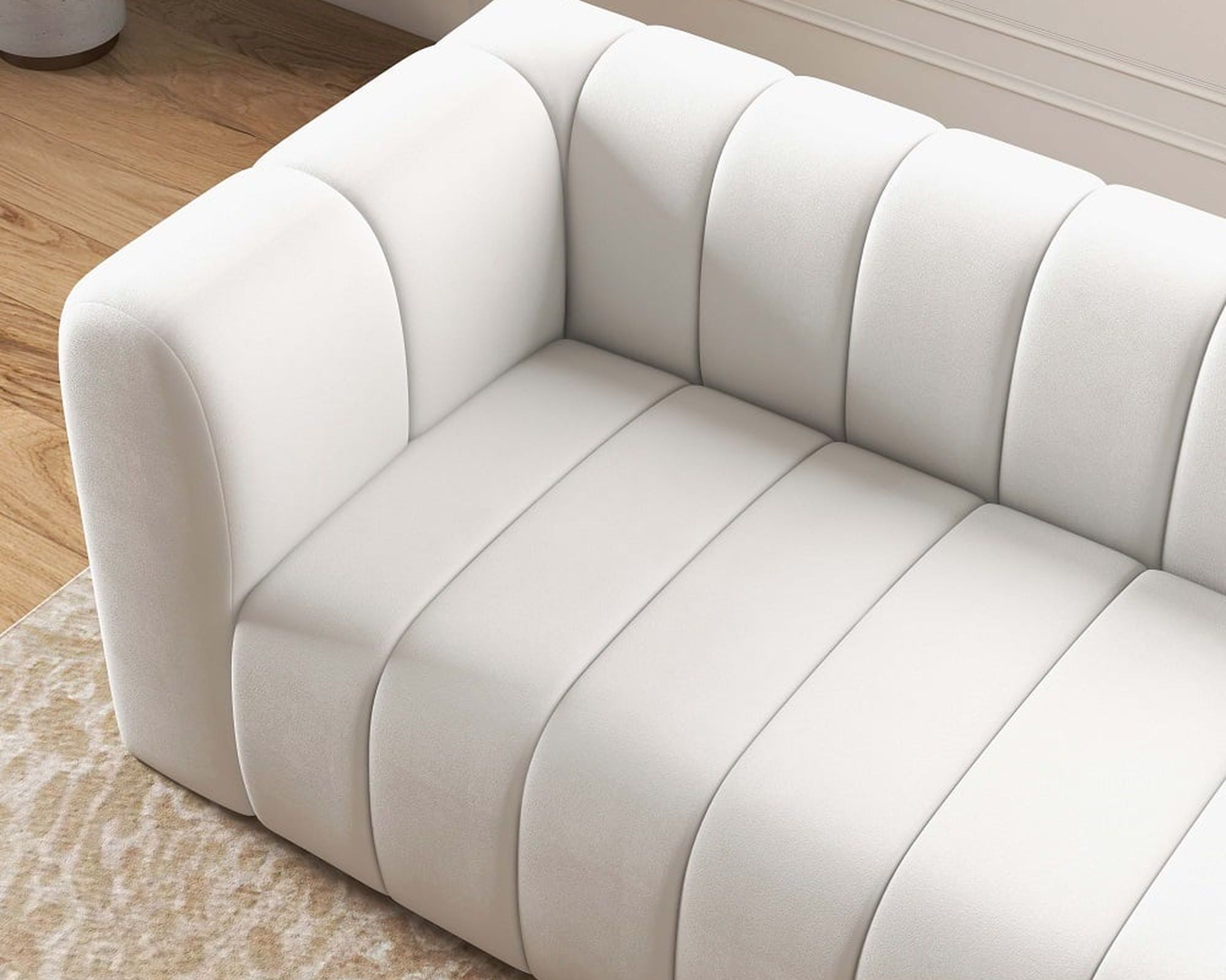 HMR Modern 3-Seater Sofa with Velvet Upholstered - White