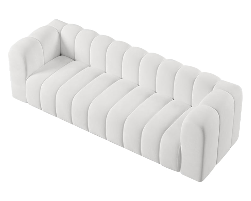 HMR Modern 3-Seater Sofa with Velvet Upholstered - White