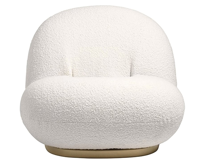 HMR Off-White Boucle Floor Sofa Lounge Chair Soft Cushion Single Sleeper - Off-White, Swivel Base