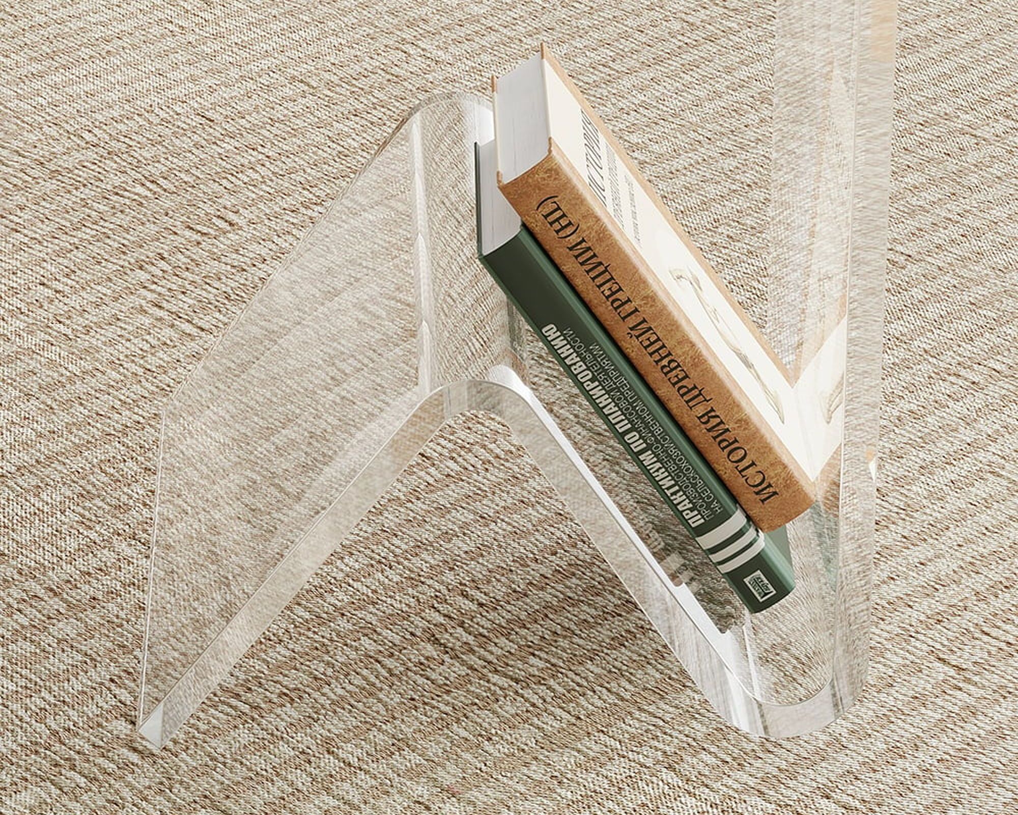 HMR C-shaped End Table with Storage Transparent Acrylic Small Space Side Table - Clear