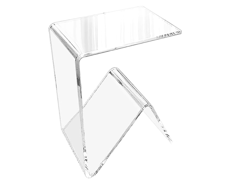 HMR C-shaped End Table with Storage Transparent Acrylic Small Space Side Table - Clear