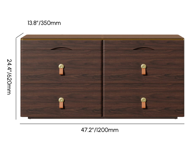 HMR Chanor 47" Glass Top 6-Drawer Dresser - Walnut