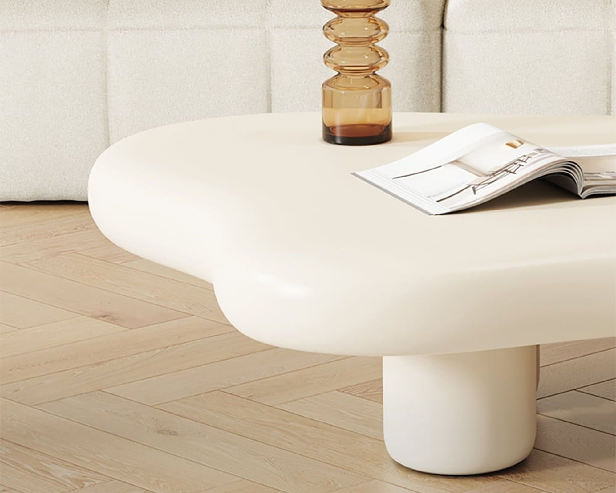 HMR 39" Irregular Cloud-Shaped Abstract Coffee Table - Off-White