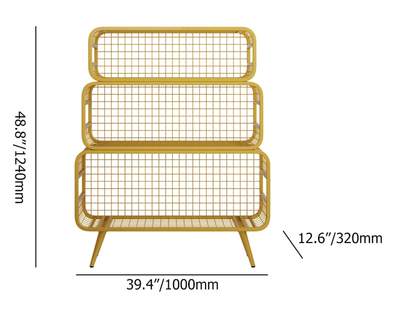 HMR Modern Mesh Standing 48" Etagere Bookshelf - Gold