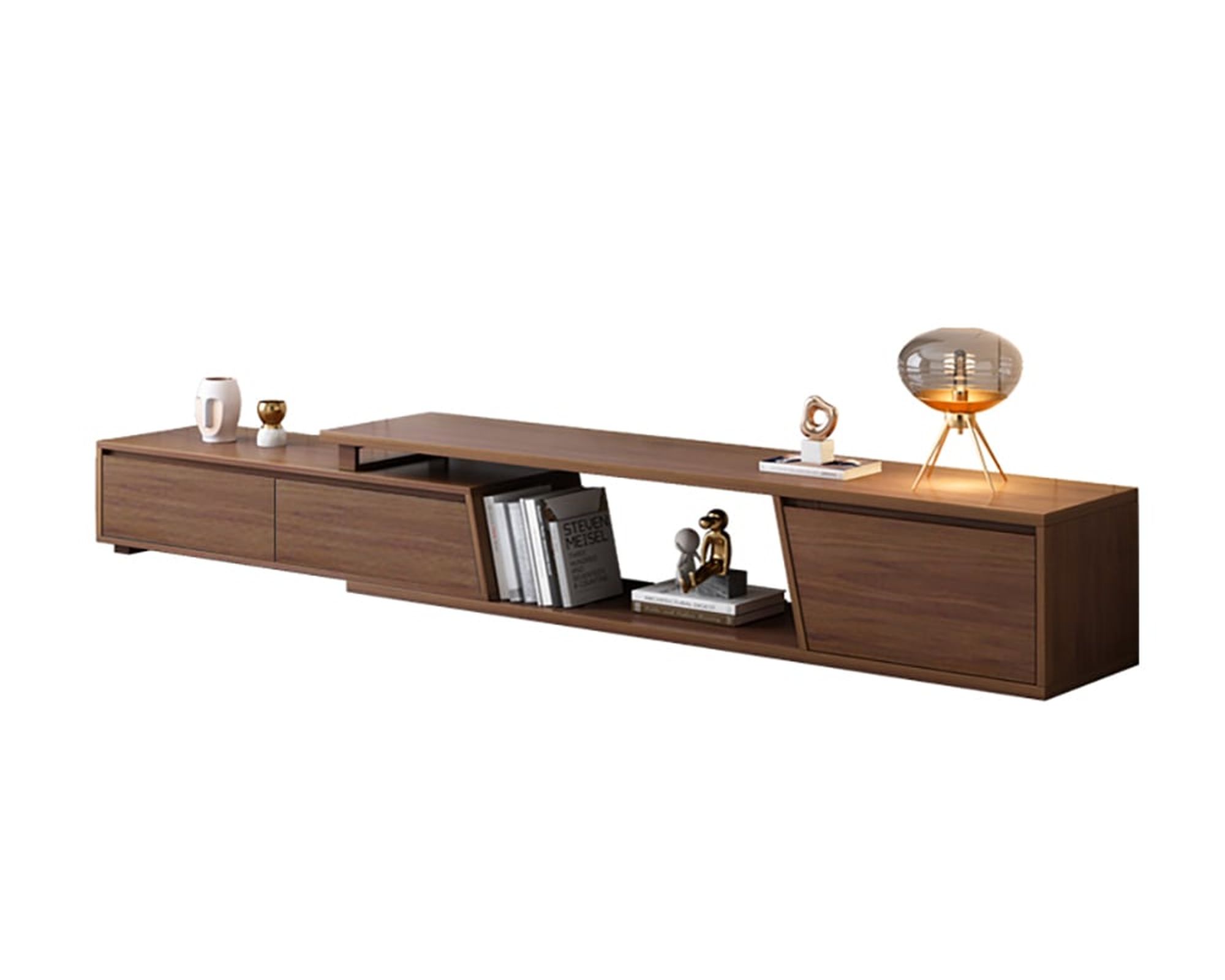 HMR Fero Extendable TV Stand with 3 Drawers (71"-120") - Walnut