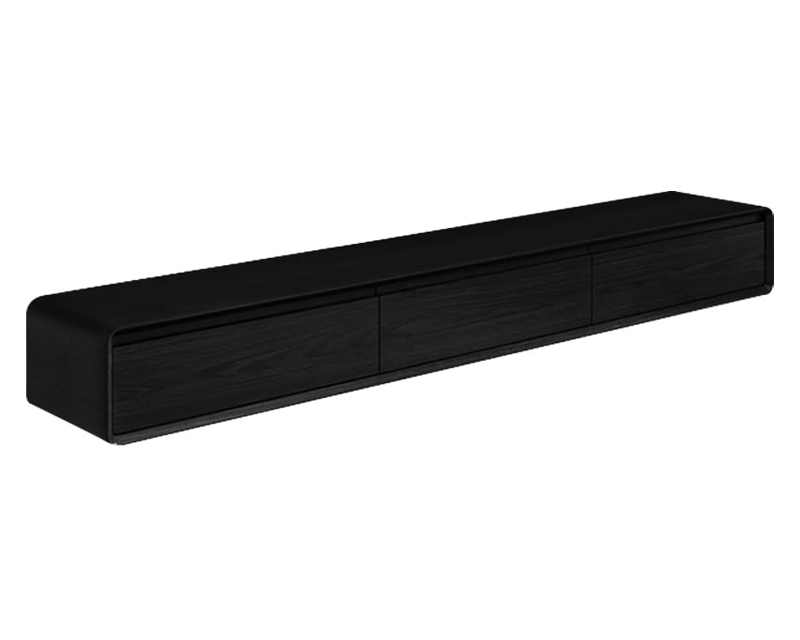 HMR Mid Century Floating Wood TV Stand with 3 Drawers for TVs Up to 85" - Black