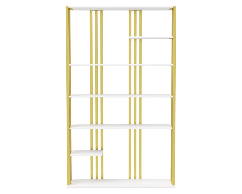 HMR Modern Etagere Bookshelf with 6-Shelf - White/Gold