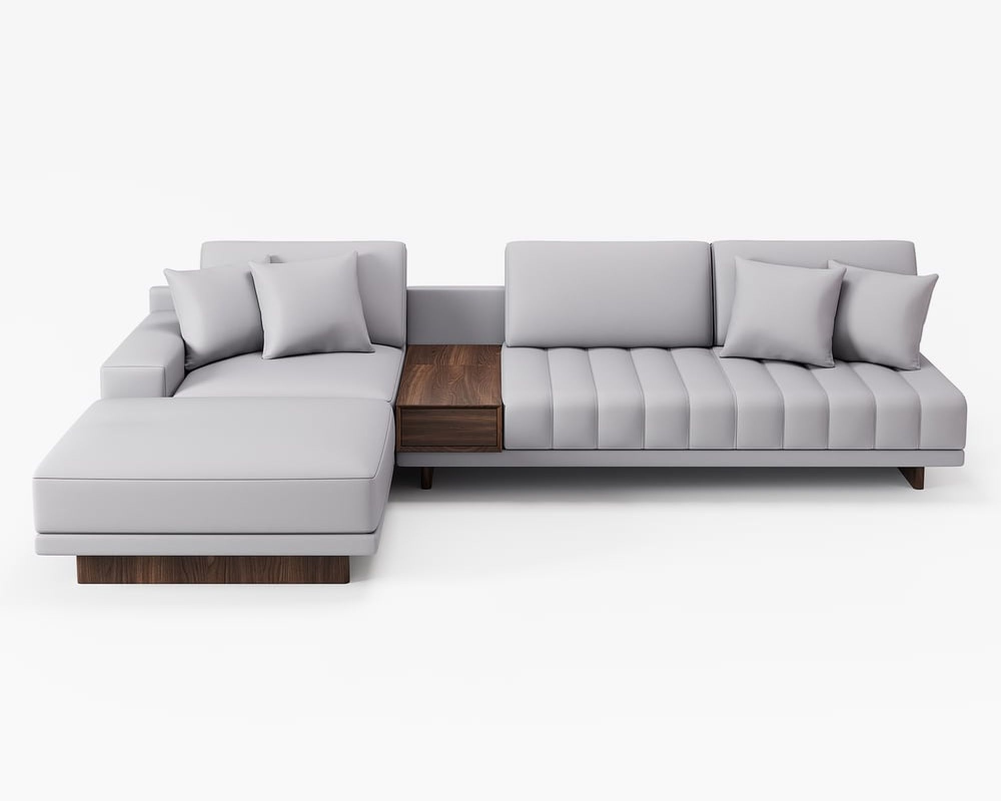 HMR 126" L-Shaped Modular Sectional with Chaise & Ottoman - Ivory, Leather