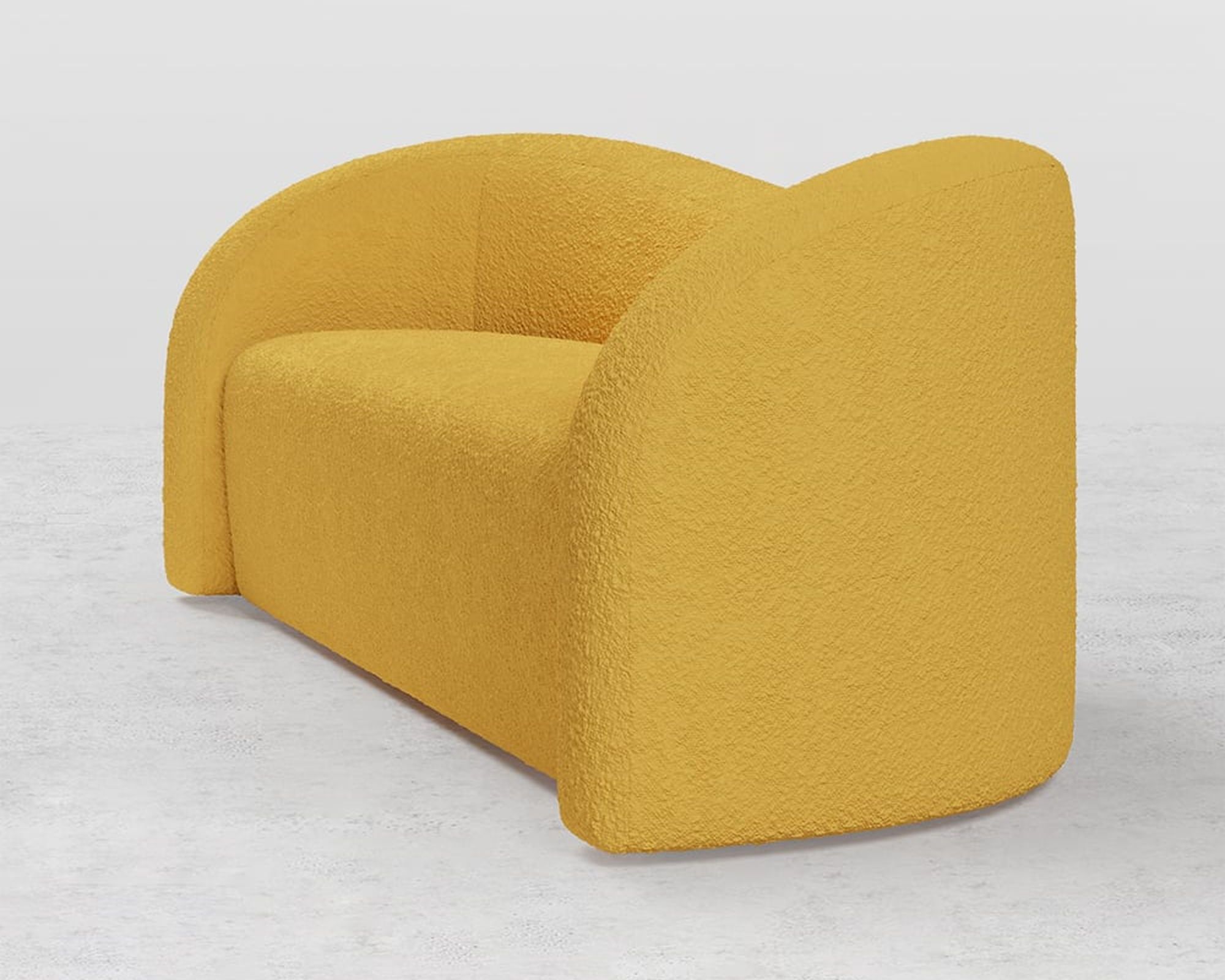 HMR Modern 91" Curved 3 Seater Sofa with Boucle Upholstered - Yellow