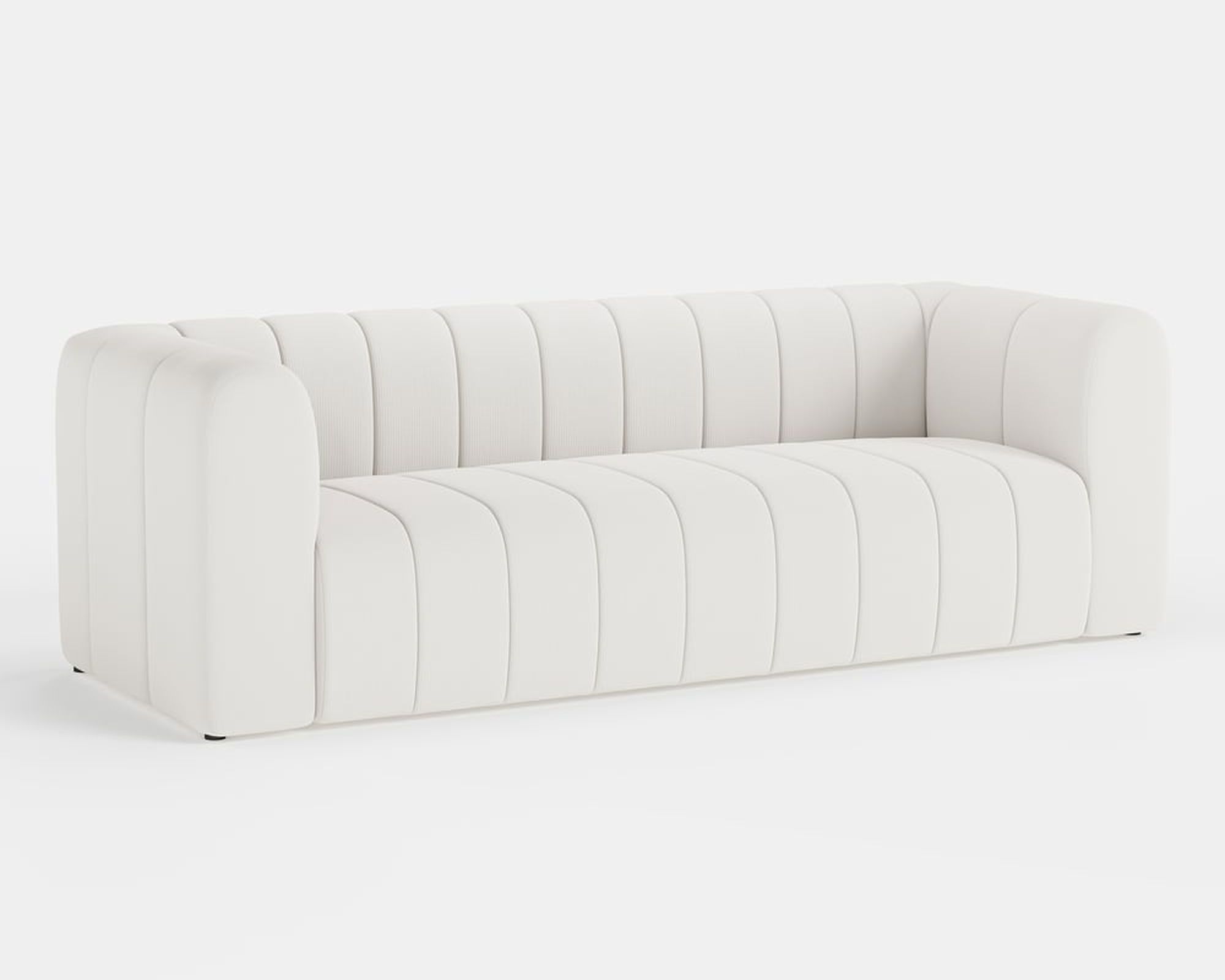 HMR Modern 3-Seater Sofa with Corduroy Upholstered - Off-White