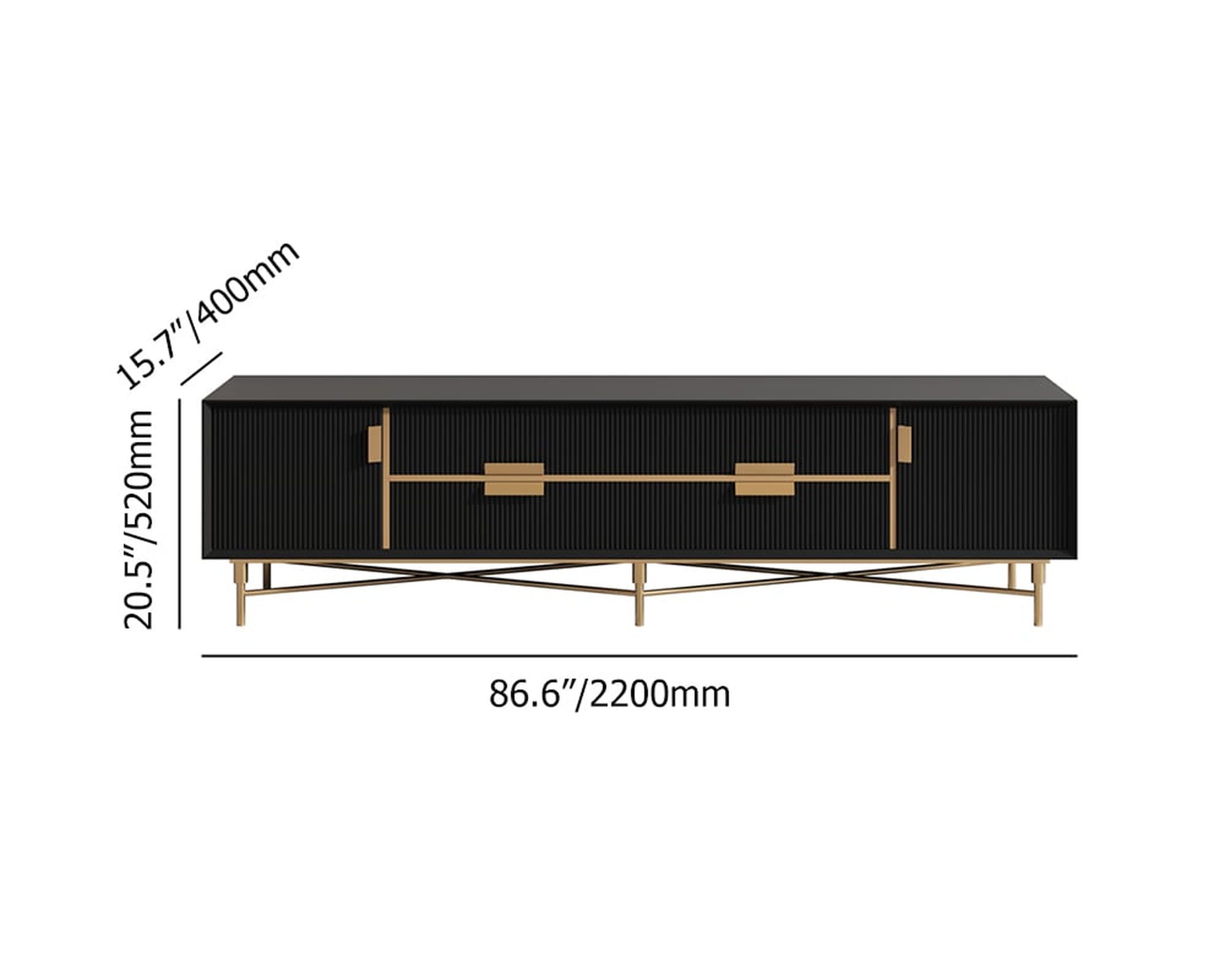 HMR Modern Rectangle TV Stand Media Console for 85" TVs with 4 Drawers & Doors MDF - Black, 86.6"