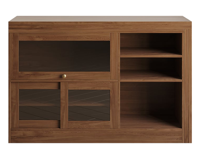 HMR Farmhouse Extendable Wood Sideboards and Cabinets with Ample Storage - Walnut