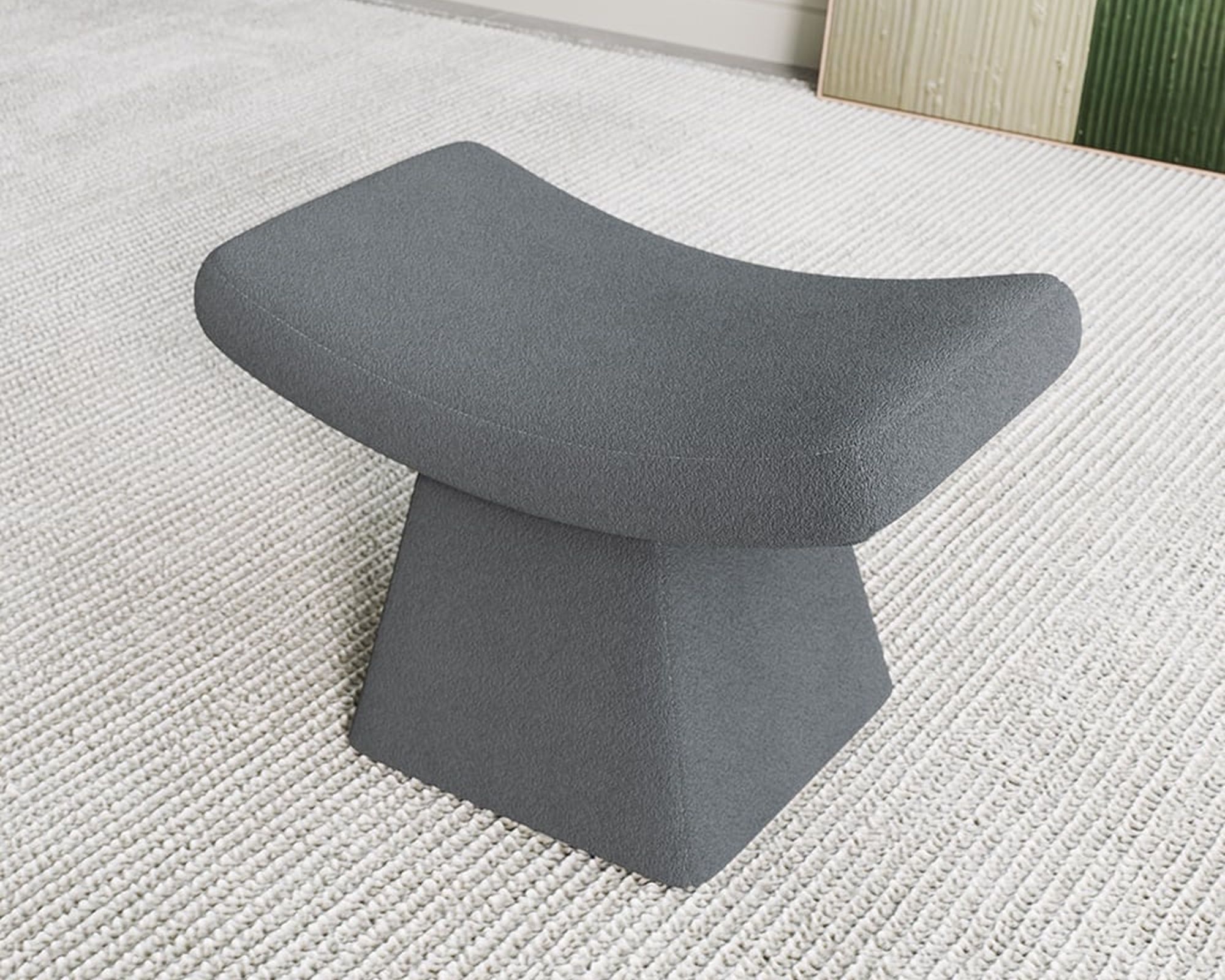 HMR Boucle Ottoman Unique Design Accent Chair - Gray