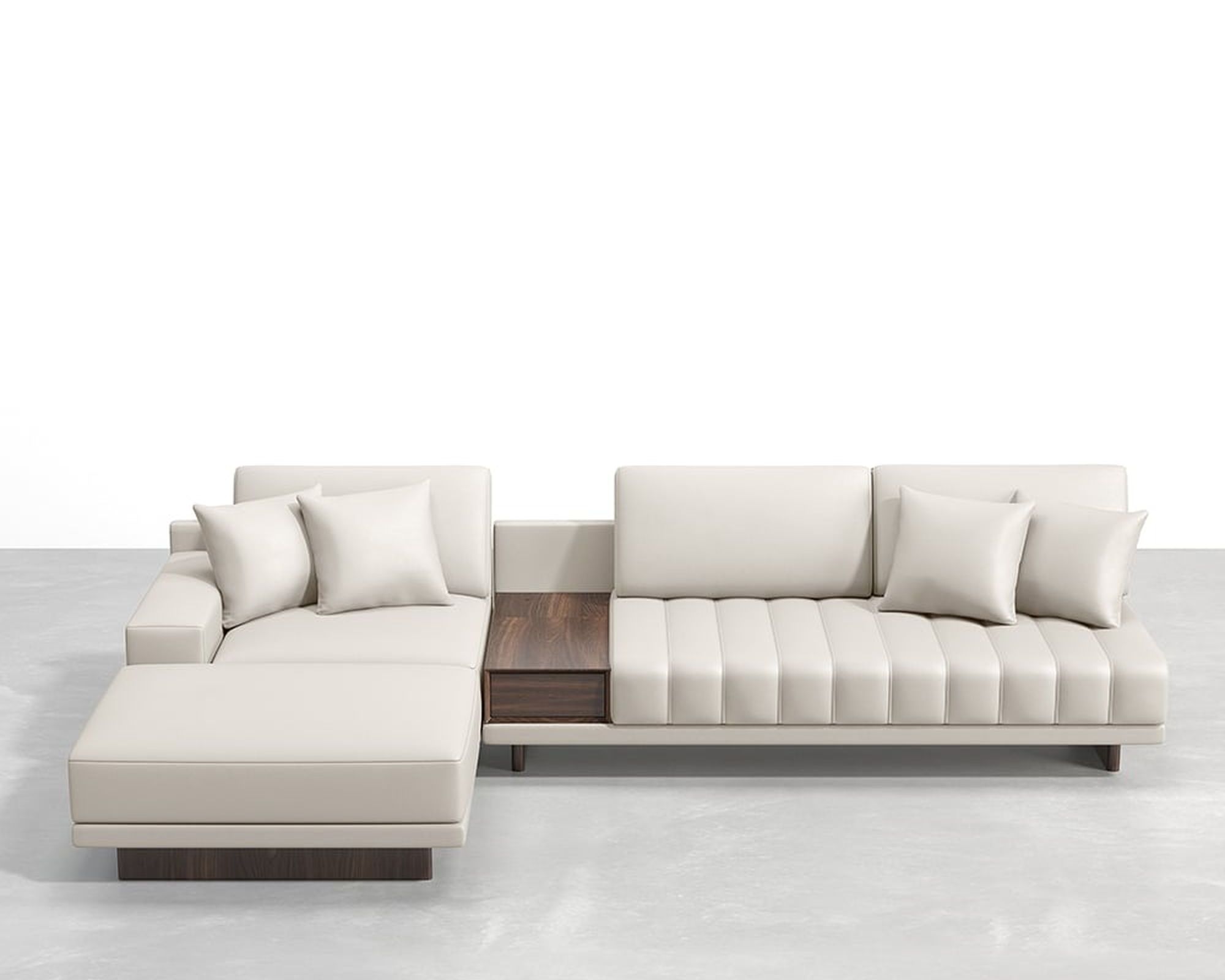 HMR 126" L-Shaped Modular Sectional with Chaise & Ottoman - Gray, Leather