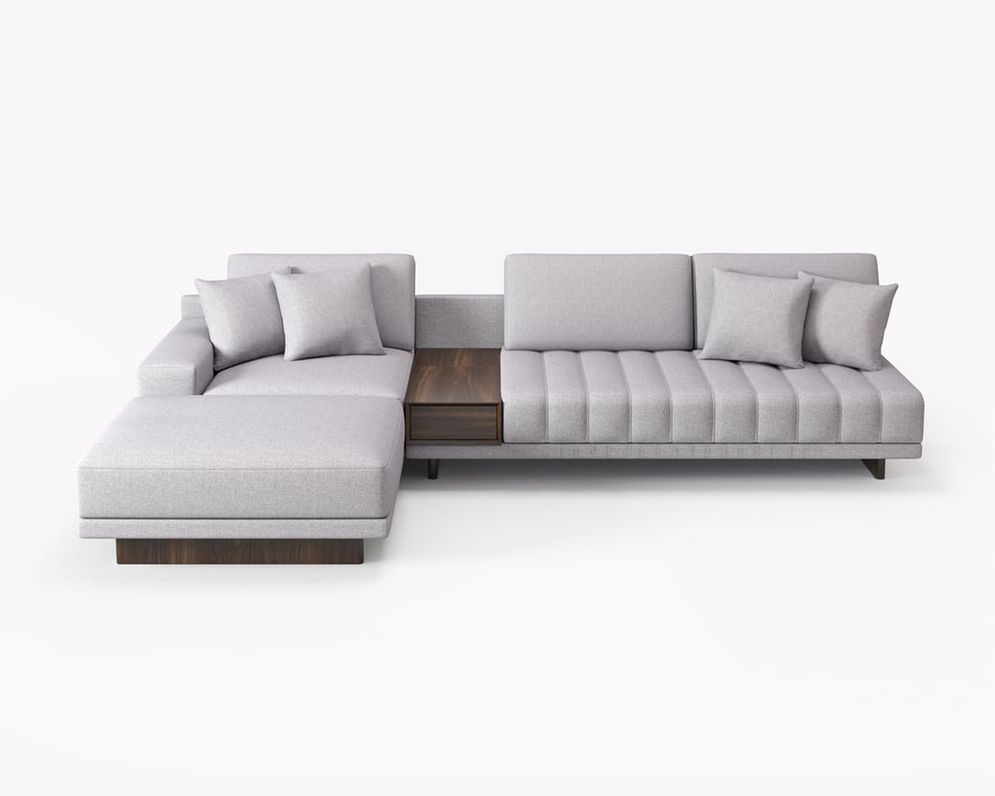 HMR 126" L-Shaped Modular Sectional with Chaise & Ottoman - Gray, Linen