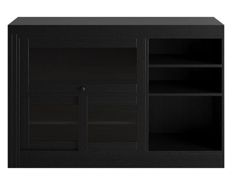 HMR Farmhouse Extendable Wood Sideboards and Cabinets with Ample Storage - Black