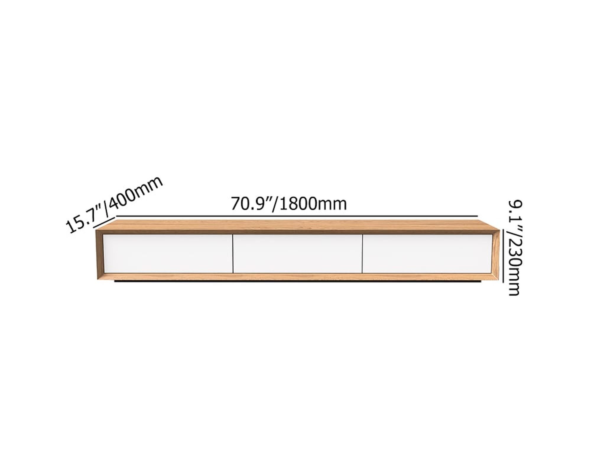 HMR Modern TV Stand Rectangle Media TV Console with Drawers - White & Walnut, 71"