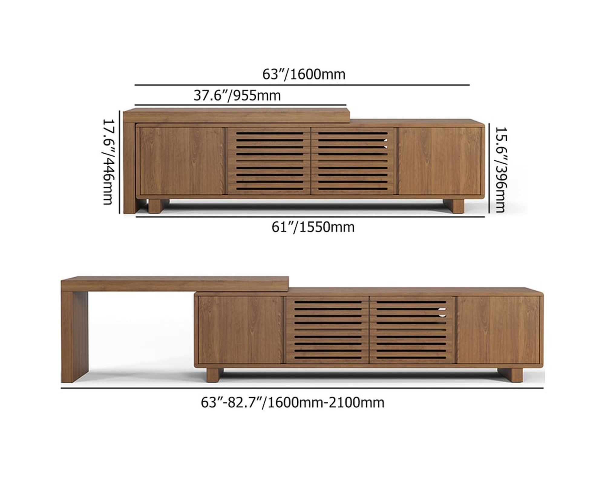 HMR Extendable Grille-Inspired TV Stand with Storage (63"-83") - Walnut