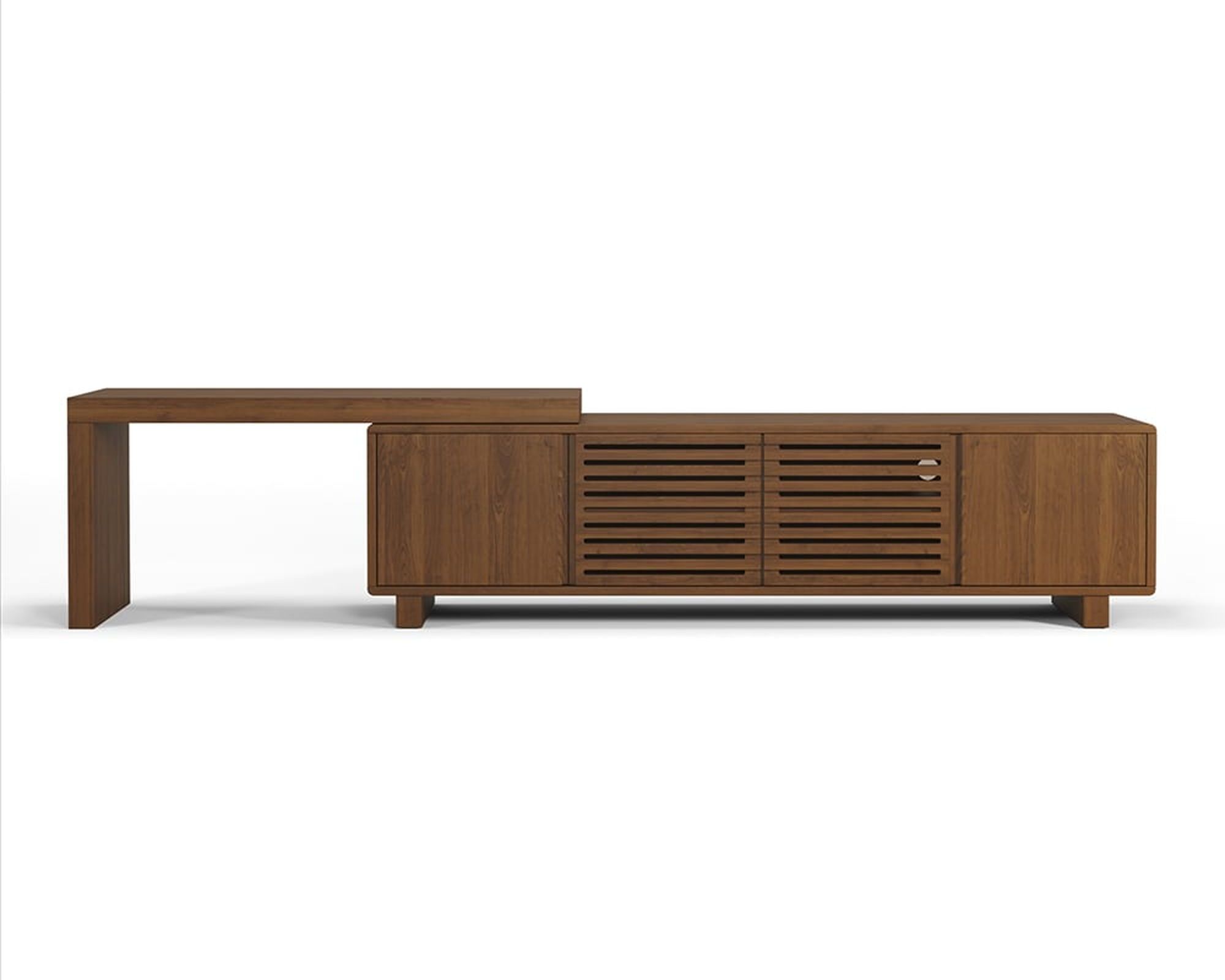 HMR Extendable Grille-Inspired TV Stand with Storage (63"-83") - Walnut