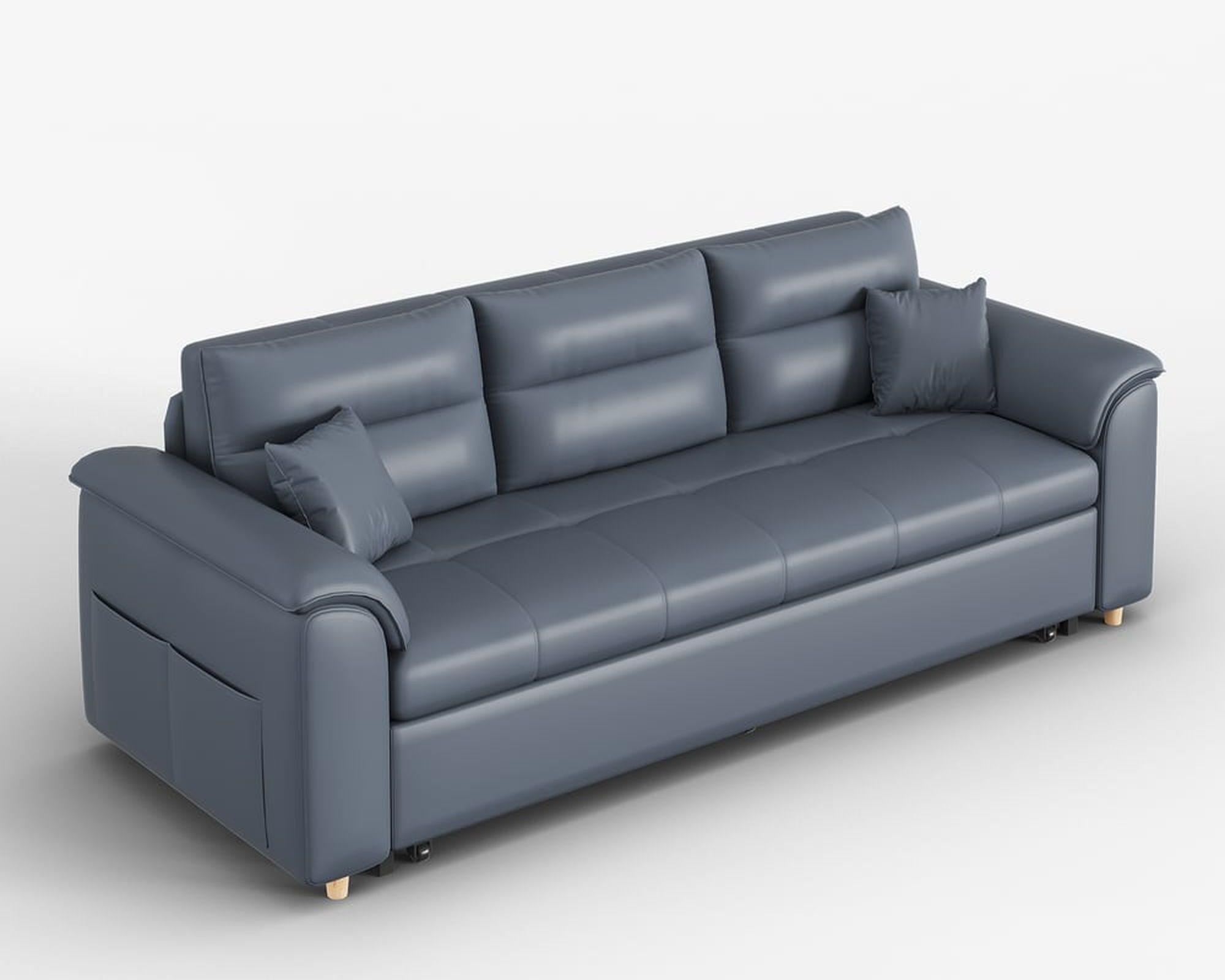 HMR Queen 2-Seater Sleeper Sofa - Deep Gray, Leath-aire