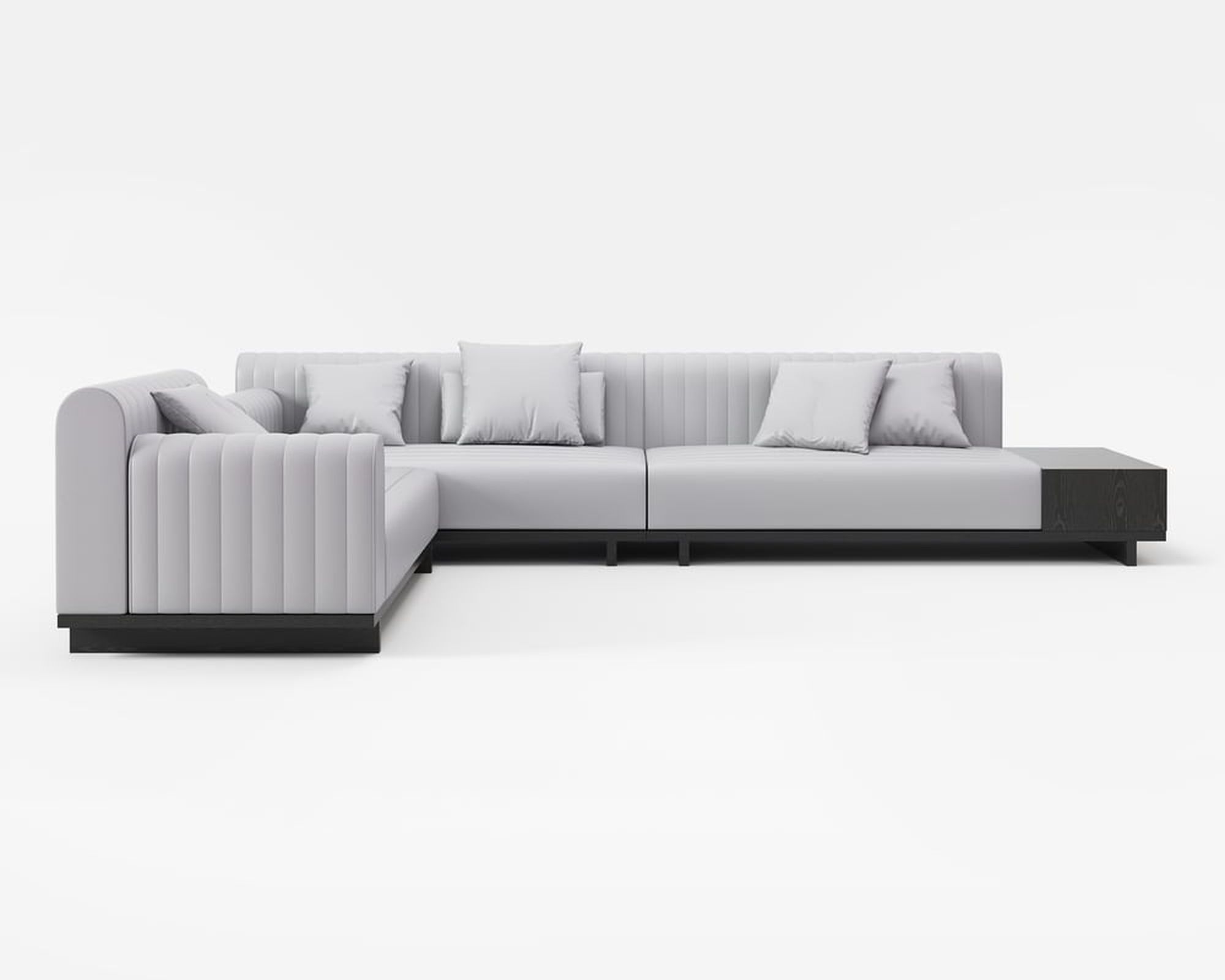 HMR 157" Modern Corner L-Shaped Sectional Sofa with Side Open Storage - Light Gray, Faux Leather