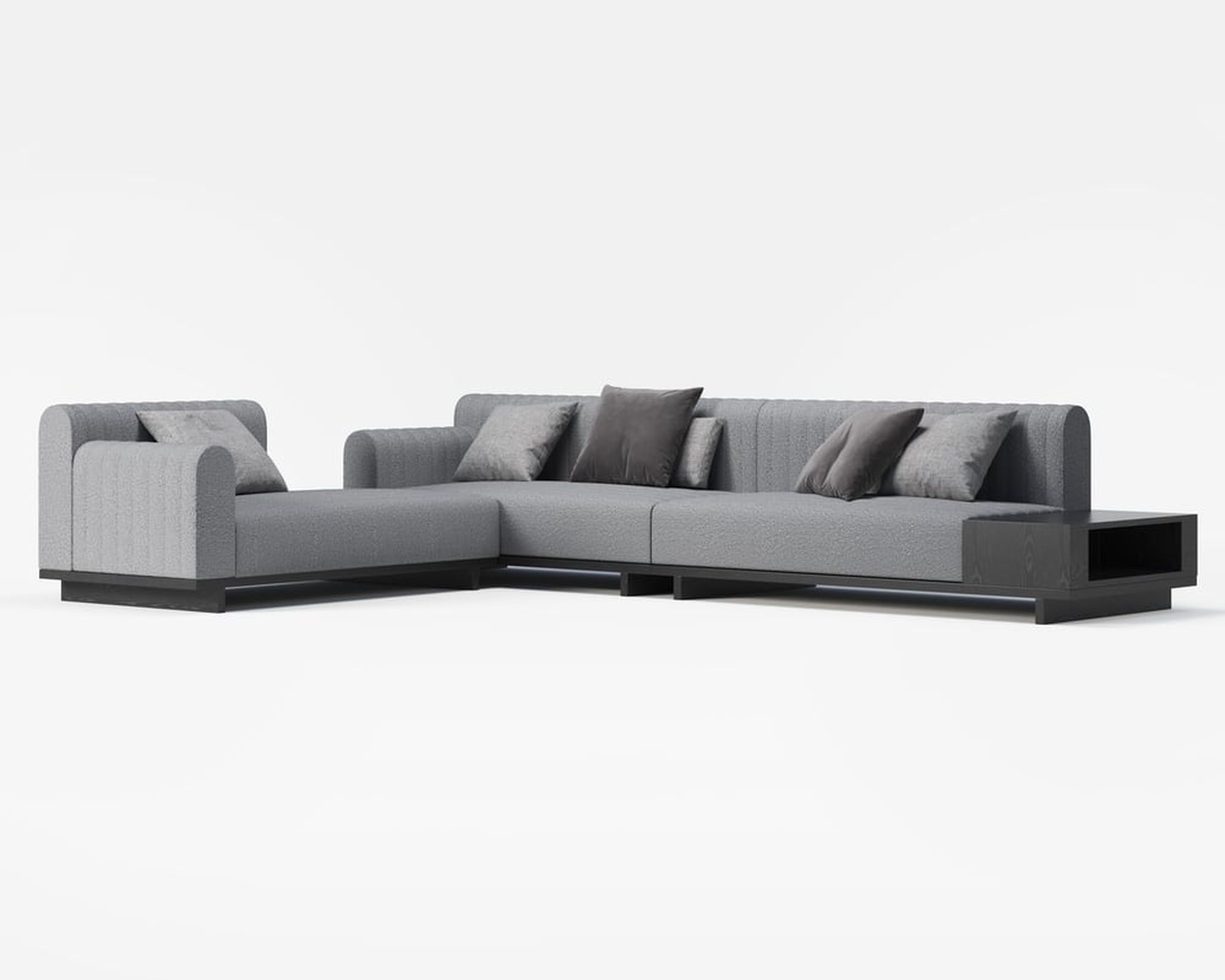 HMR 157" Modern Corner L-Shaped Sectional Sofa with Side Open Storage - Light Gray, Boucle