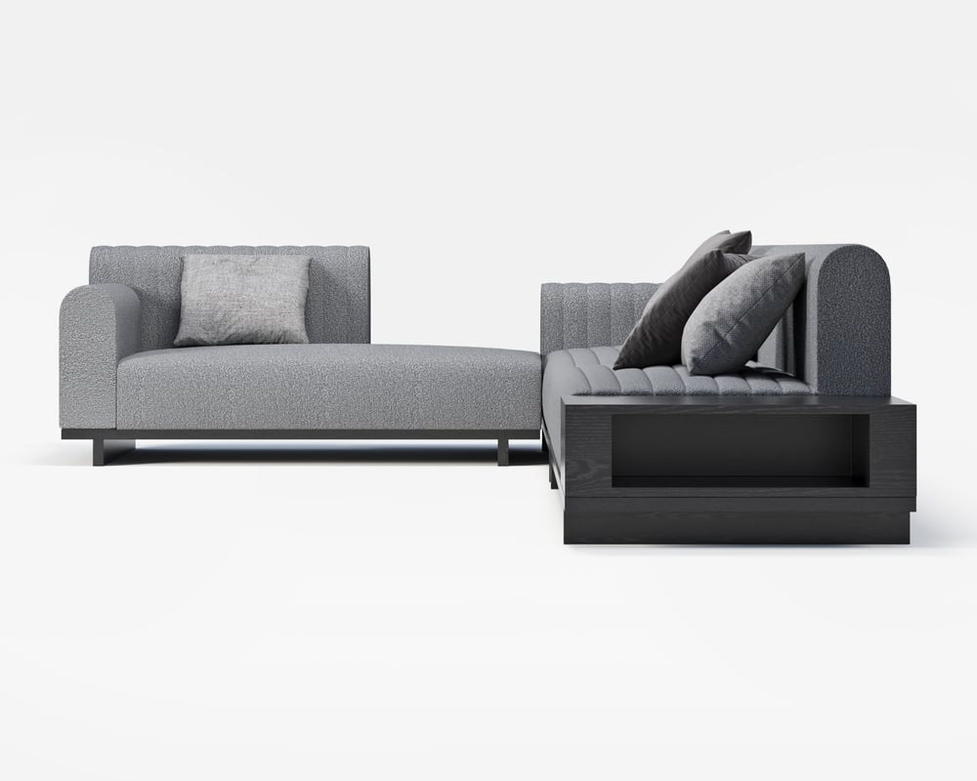 HMR 157" Modern Corner L-Shaped Sectional Sofa with Side Open Storage - Light Gray, Boucle