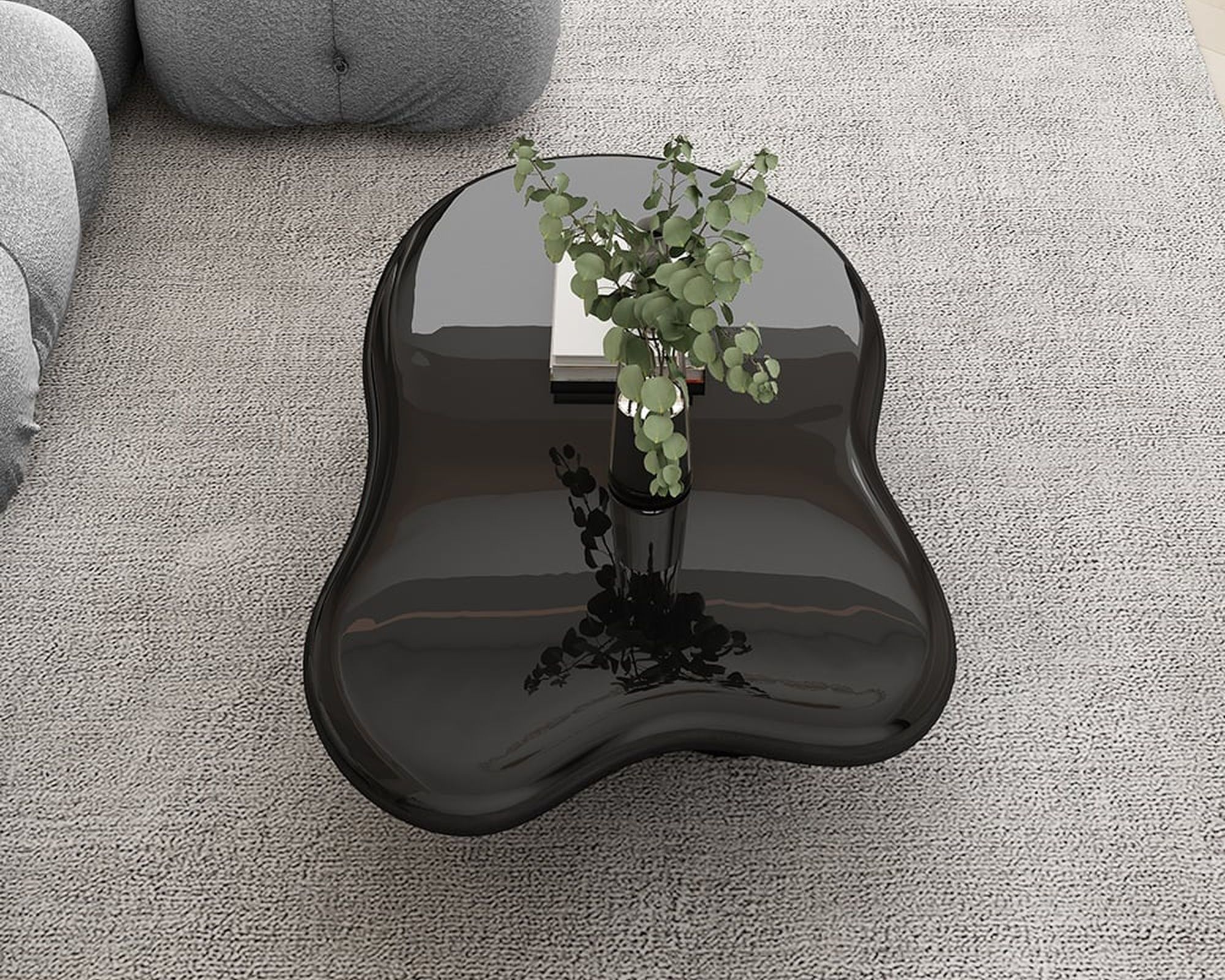 HMR 39" Irregular Cloud-Shaped Abstract Coffee Table - Black