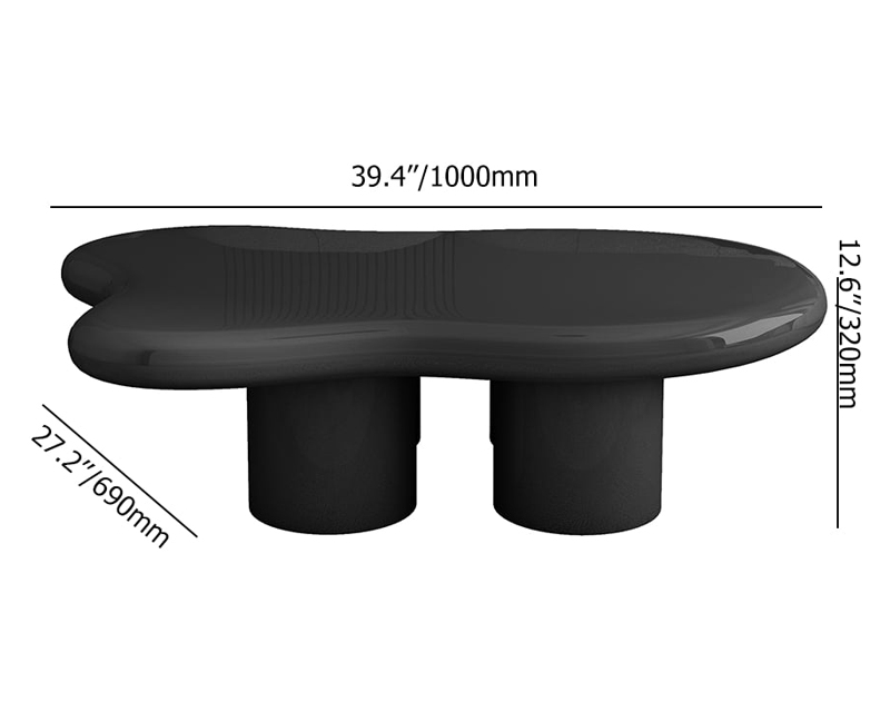 HMR 39" Irregular Cloud-Shaped Abstract Coffee Table - Black