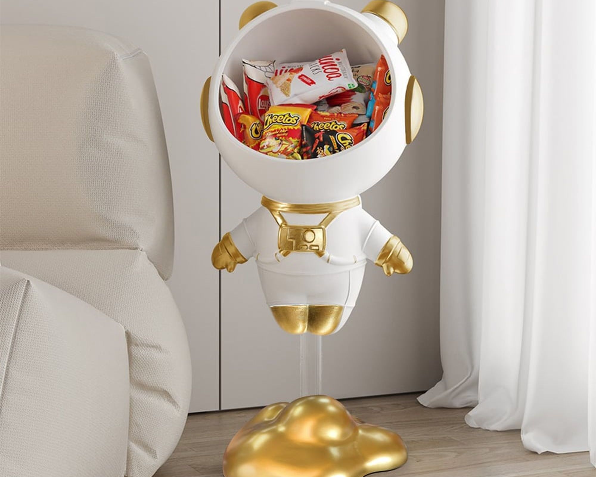 HMR Astronaut Resin Figurine Floating Side Table with Storage