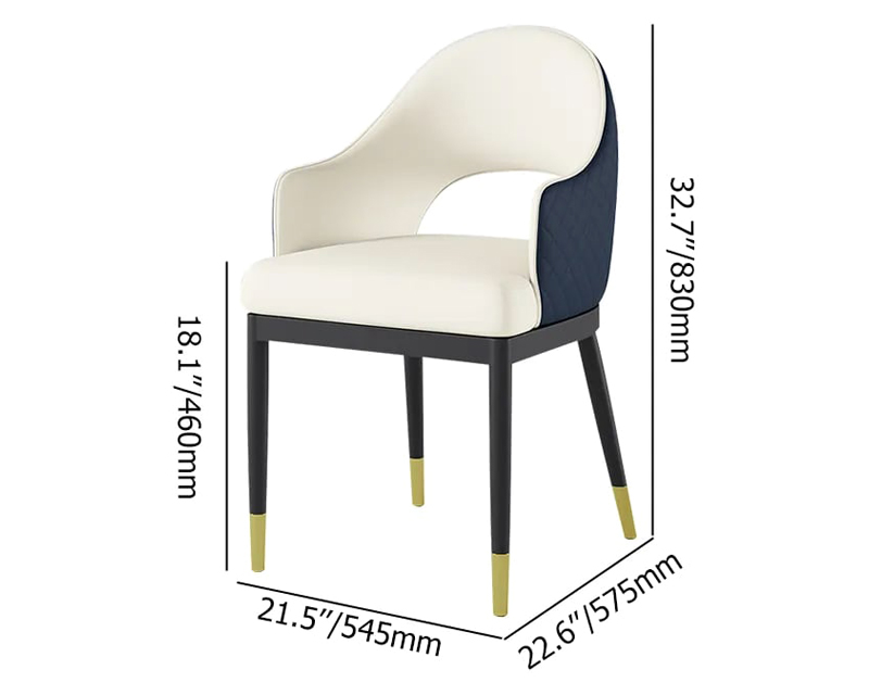 HMR Modern Dining Chair with PU Leather Upholstery (Set of 2) - White/Blue