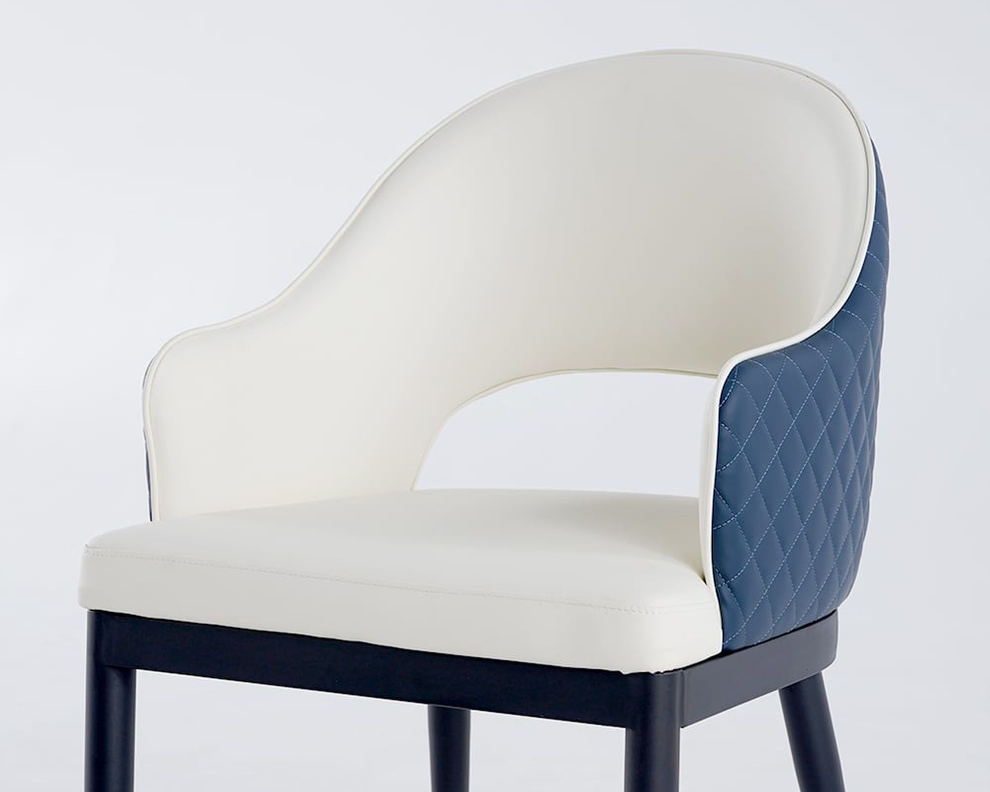 HMR Modern Dining Chair with PU Leather Upholstery (Set of 2) - White/Blue