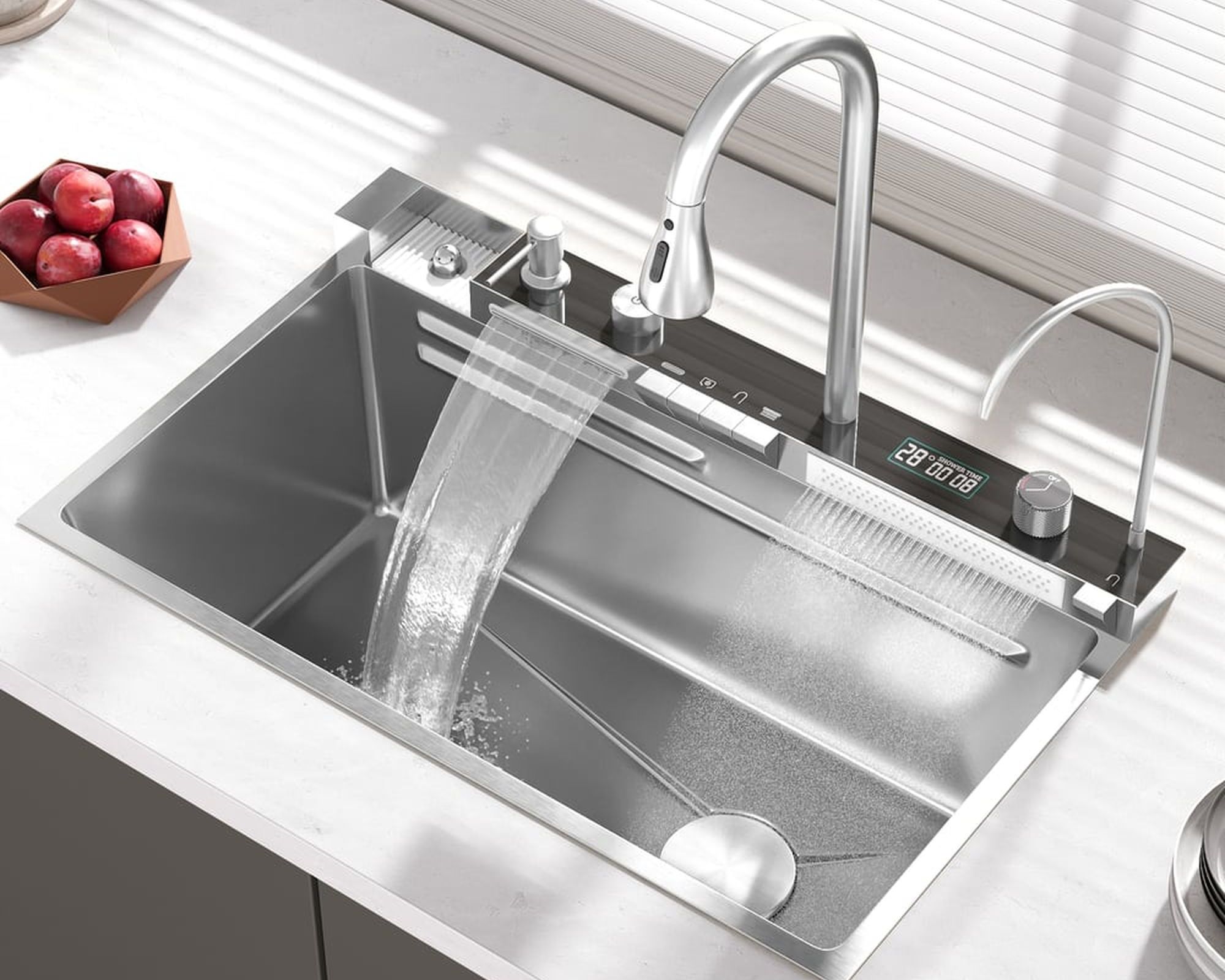 HMR 29" Drop-in Workstation Kitchen Sink with Faucet Single Bowl Stainless Steel