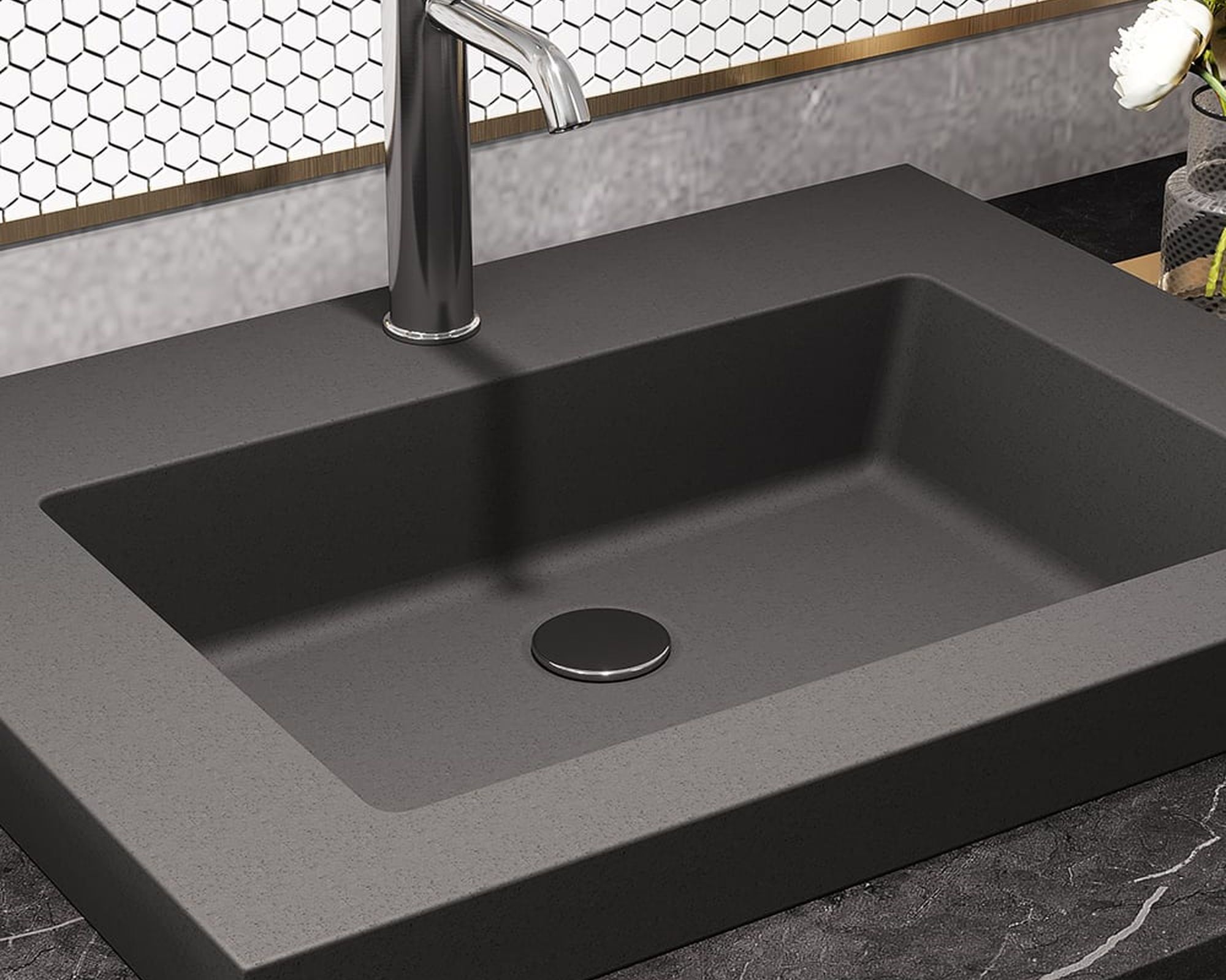 HMR 23"Rectangular Concrete Drop-in Bathroom Sink