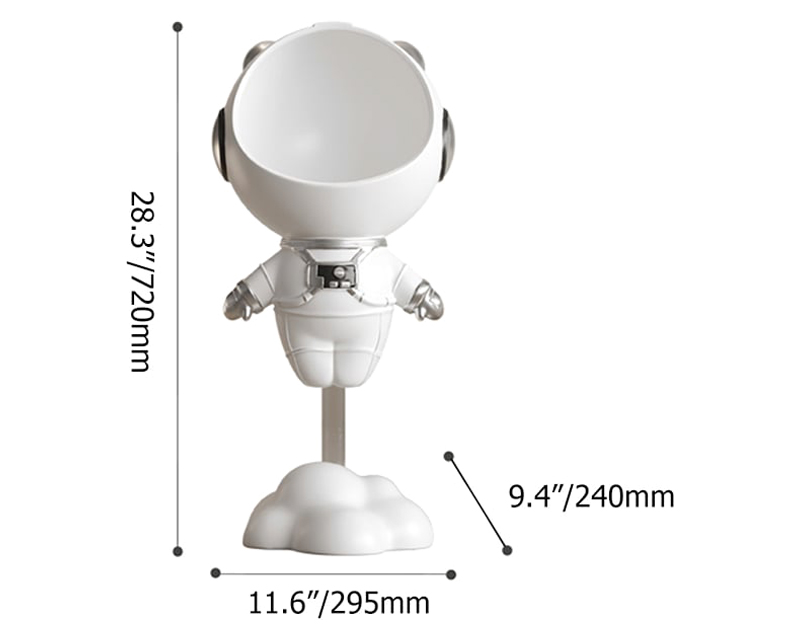 HMR Astronaut Resin Figurine Floating Side Table with Storage - White