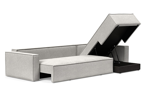 Innovation Living Newilla Sofa Bed With Lounger with Standard Arms - 256 Adario Fog