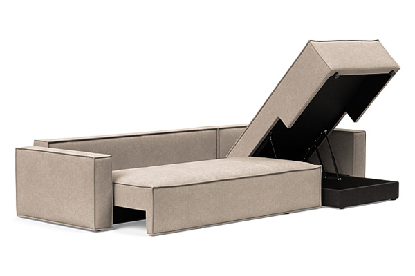 Innovation Living Newilla Sofa Bed With Lounger with Standard Arms - 257 Adario Taupe