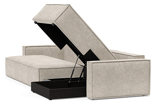 Innovation Living Newilla Sofa Bed With Lounger with Standard Arms - 280 Avella Sand