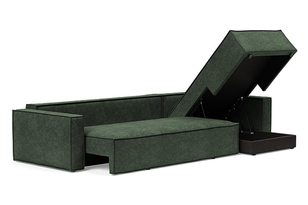 Innovation Living Newilla Sofa Bed With Lounger with Standard Arms - 281 Avella Pine Green