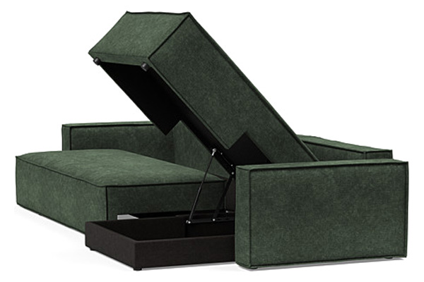 Innovation Living Newilla Sofa Bed With Lounger with Standard Arms - 281 Avella Pine Green