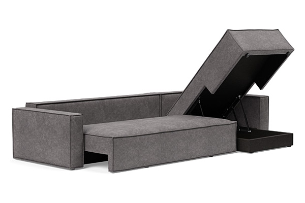 Innovation Living Newilla Sofa Bed With Lounger with Standard Arms - 282 Avella Warm Grey