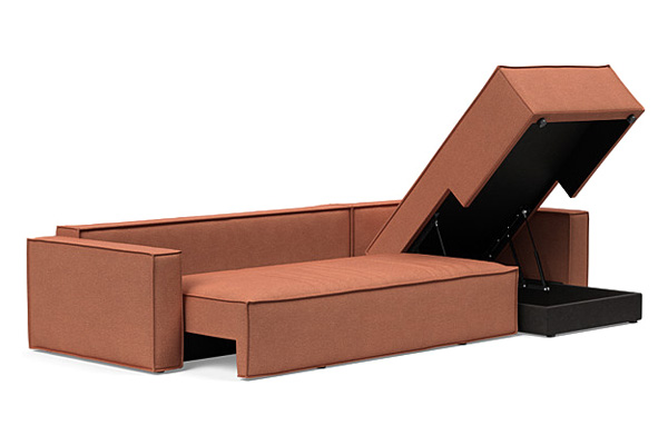 Innovation Living Newilla Sofa Bed With Lounger with Standard Arms - 301 Weda Rust