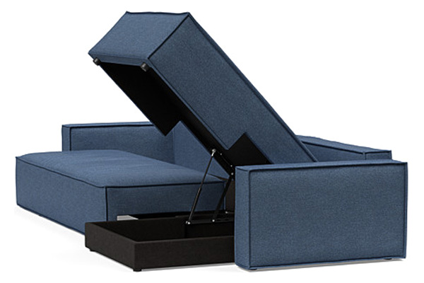 Innovation Living Newilla Sofa Bed With Lounger with Standard Arms - 302 Weda Blue