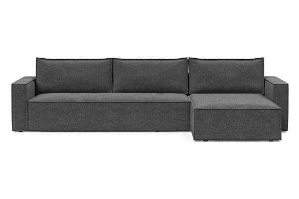 Innovation Living Newilla Sofa Bed With Lounger with Standard Arms - 350 Taura Deep Grey