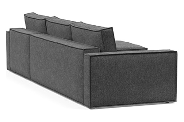 Innovation Living Newilla Sofa Bed With Lounger with Standard Arms - 350 Taura Deep Grey