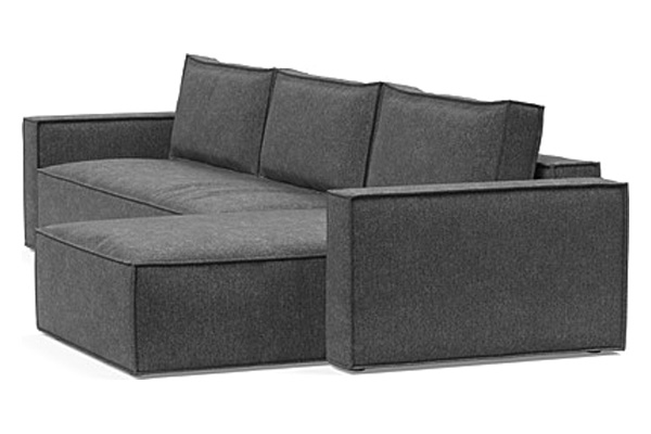 Innovation Living Newilla Sofa Bed With Lounger with Standard Arms - 350 Taura Deep Grey