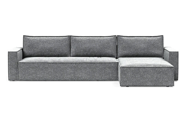 Innovation Living Newilla Sofa Bed With Lounger with Standard Arms - 351 Taura Slate Grey