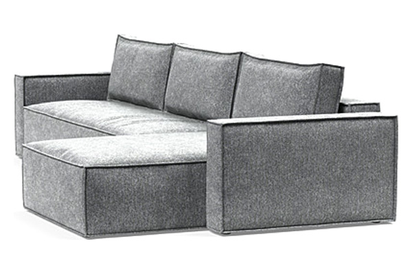 Innovation Living Newilla Sofa Bed With Lounger with Standard Arms - 351 Taura Slate Grey