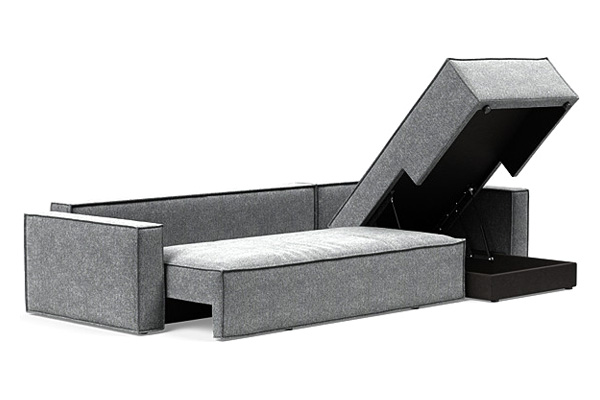 Innovation Living Newilla Sofa Bed With Lounger with Standard Arms - 351 Taura Slate Grey