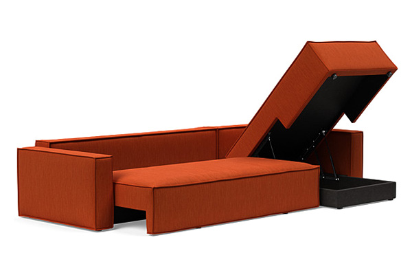 Innovation Living Newilla Sofa Bed With Lounger with Standard Arms - 506 Elegance Paprika